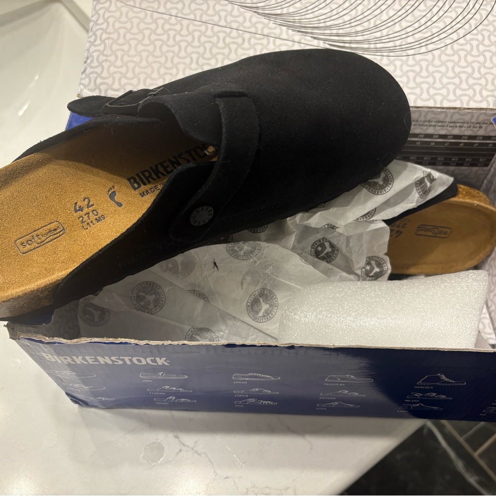 Birkenstock Boston Black Suede size 42